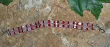 Dainty Red and White Square Bead Bracelet is 7 Inches in Length